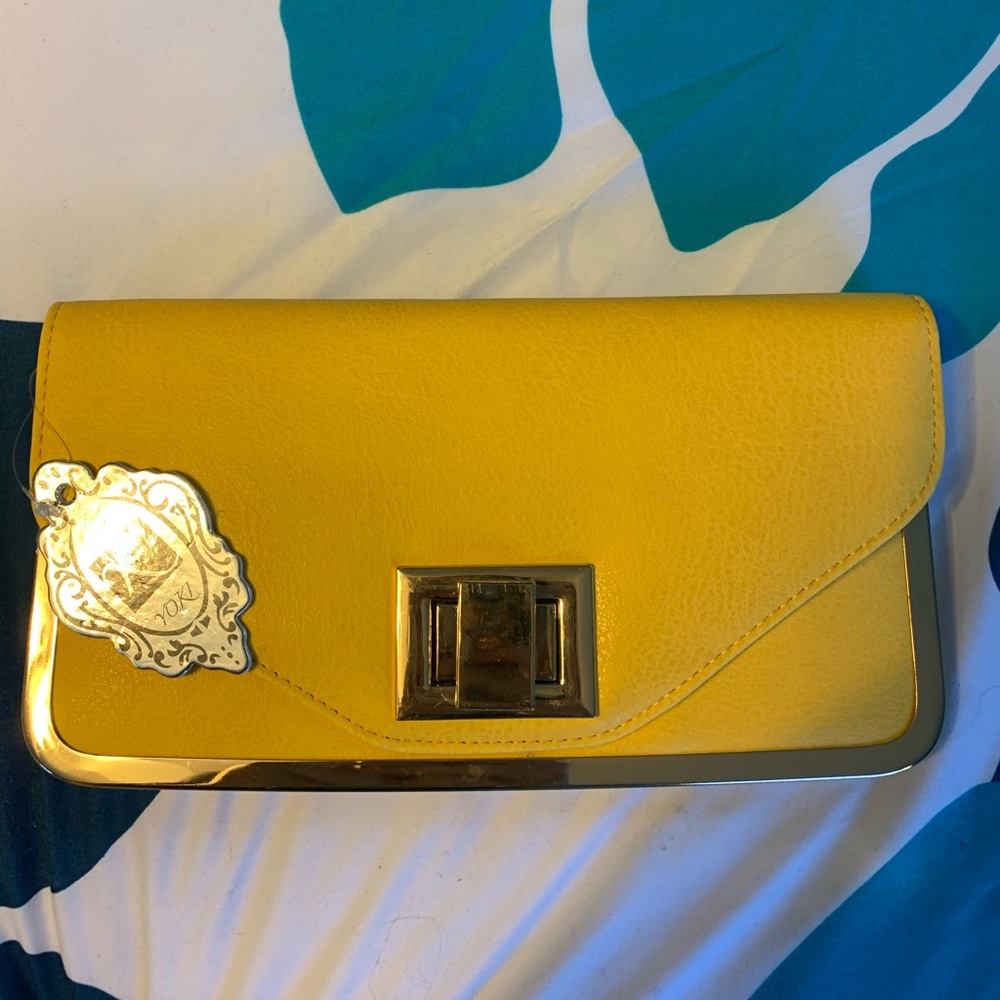 Yoki vegan leather yellow clutch. New with tags